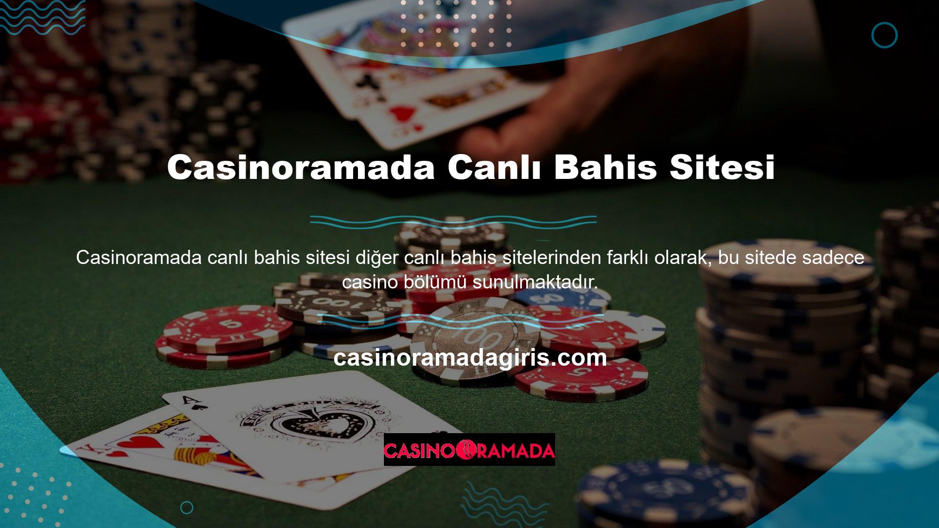 Daha basit anlamda spor bahisleri ve canlı bahisler için bir bölüm yoktur